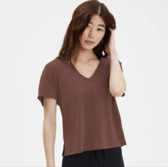 Girlfriend Collective Eva Cupro Cotton Cropped V-Neck Cocoon X-Large - Picture 4 of 4